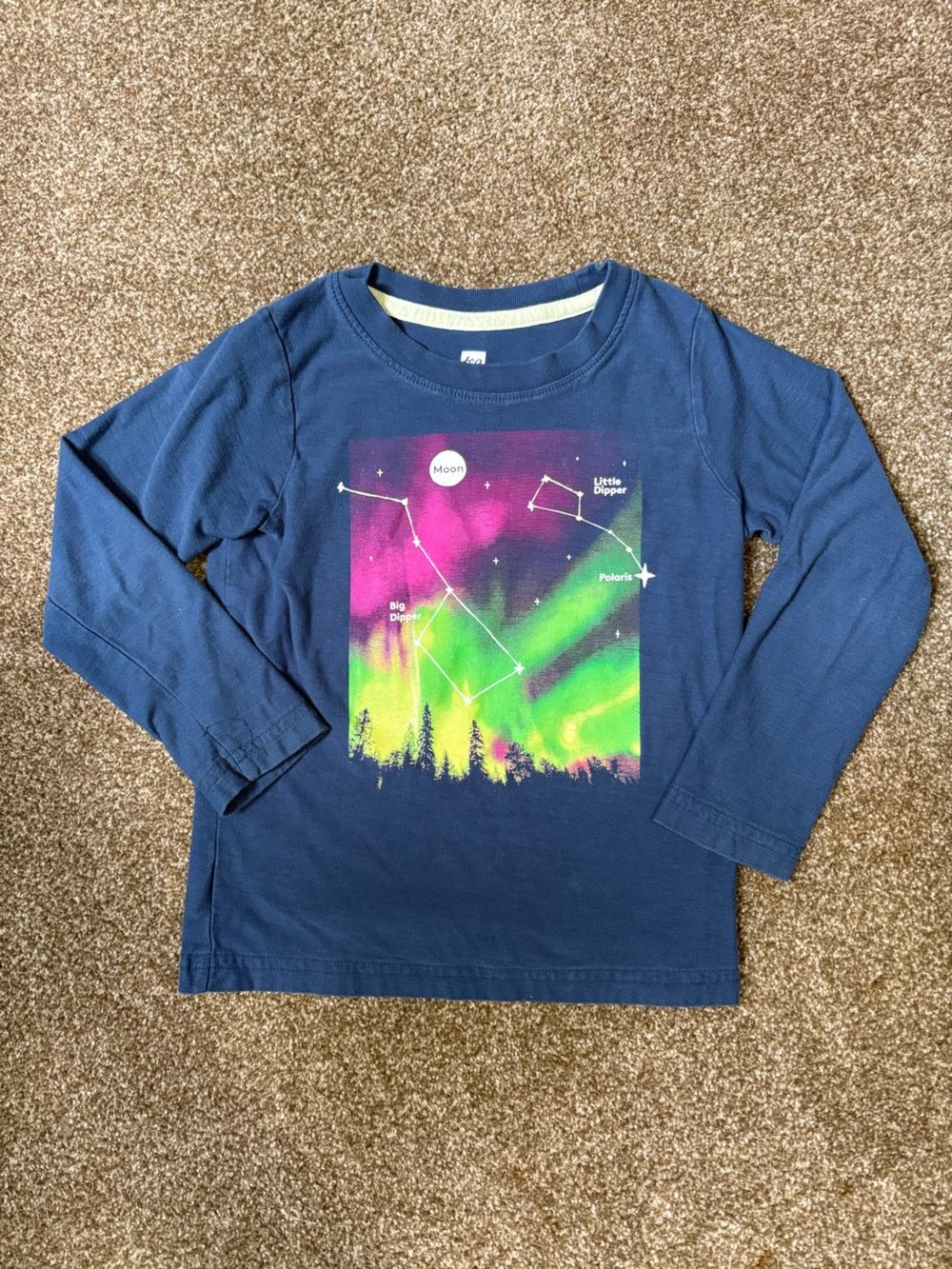 Tea Kids Long Sleeve Night Sky Graphic Tee - Navy